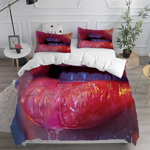 Parure de lit microfibre à impression 3D effet brillant avec taies 100% coton