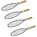 Produktbild AnMeelin Fisch Grillen Gitter, 4 Stück Silber Grill Fischhalter mit Holzgriff für BBQ und Grillen