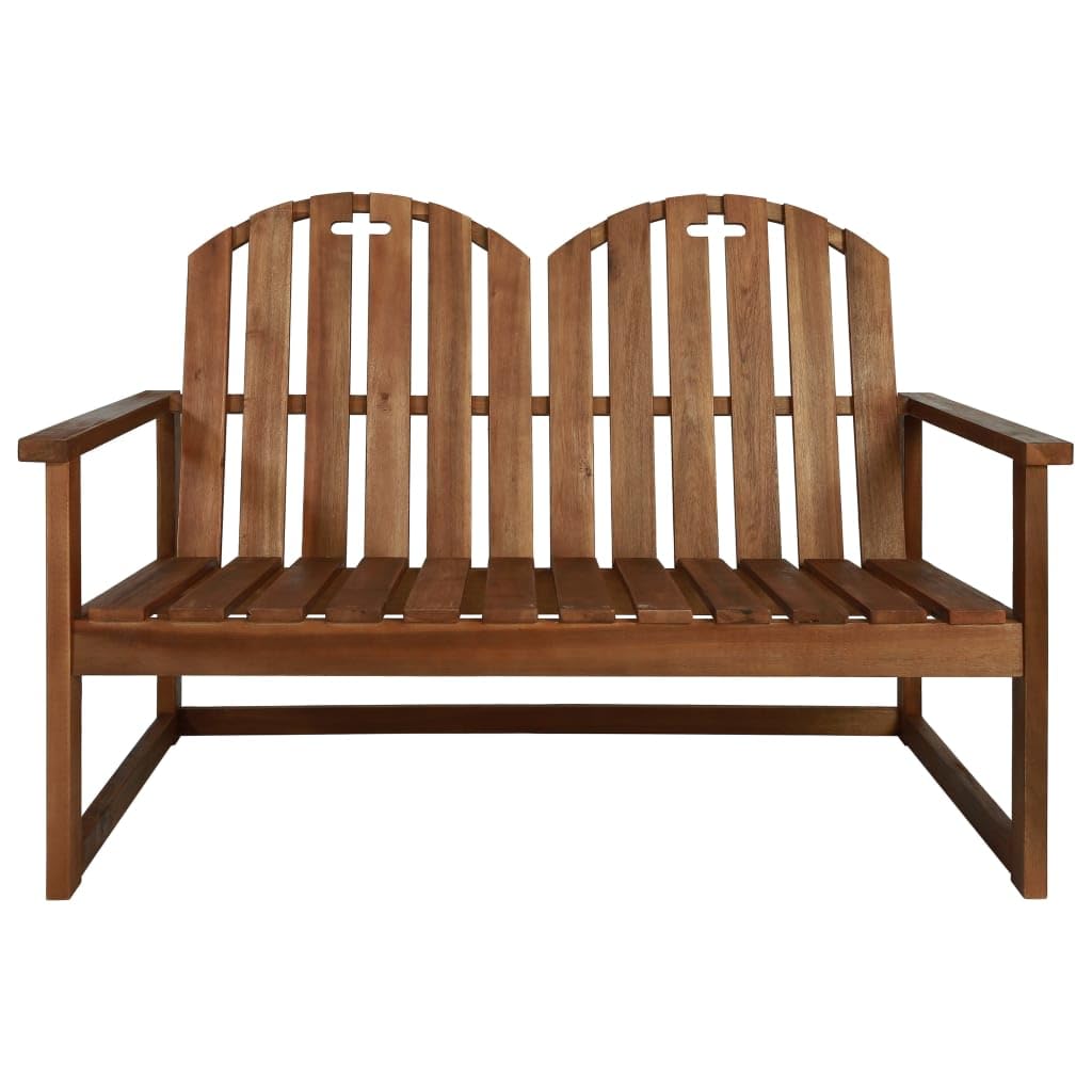 Ławka ogrodowa 110 cm, lite drewno akacjowe, 2-osobowa ławka do siedzenia, do ogrodu, na taras, balkon, odporna na warunki atmosferyczne, wytrzymała drewniana ławka do użytku na zewnątrz