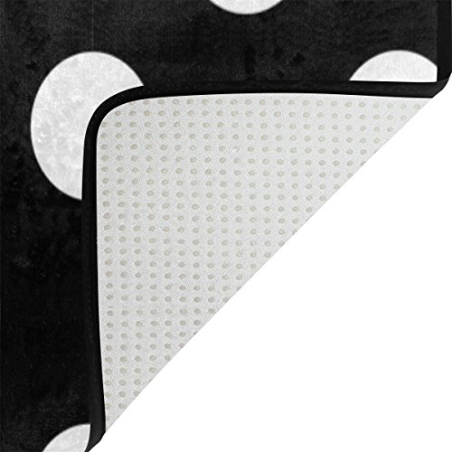 Ablink Non-Slip Area Rugs Home Decor, Hipster White Black Polka Dot Durable Floor Mat Living Room Bedroom Carpets Doormats 80 X 58 Inches #TOP3