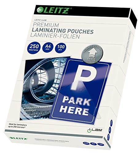 Leitz Pouch Per La Plastificazione A Caldo Con Tecnologia Udt (Unique Direction Technology), Formato A4 , Spessore 2X250 Micron, 100 Pezzi, 74840000