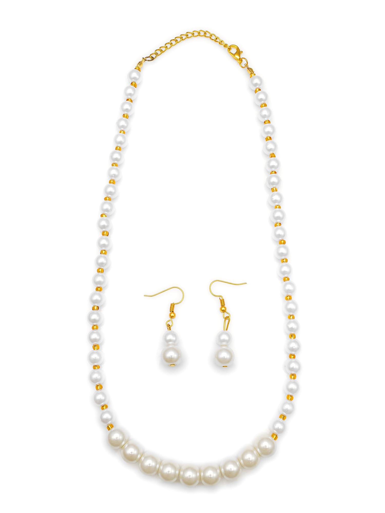 Pearl Necklace Moti Mala with matching Pearl Studs Earrings for Women and Girls-NK4718