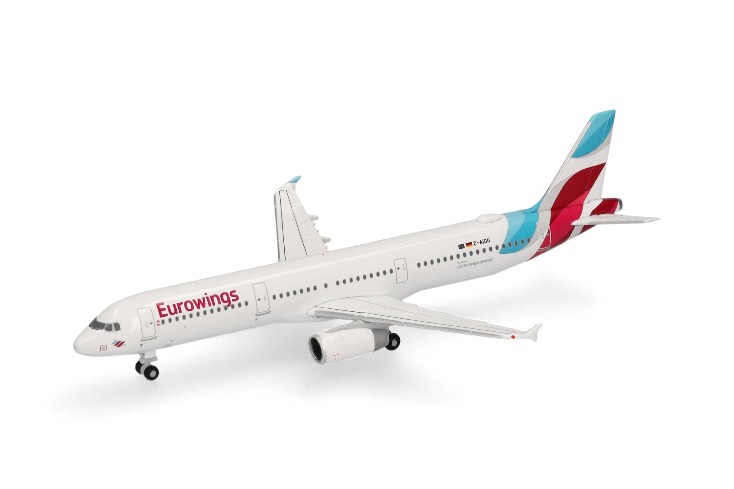 Herpa Modellflugzeug Eurowings Airbus A321-200, Miniatur im Maßstab 1:500, Sammlerstück, Flugzeug Modell ohne Standfuß, Metall