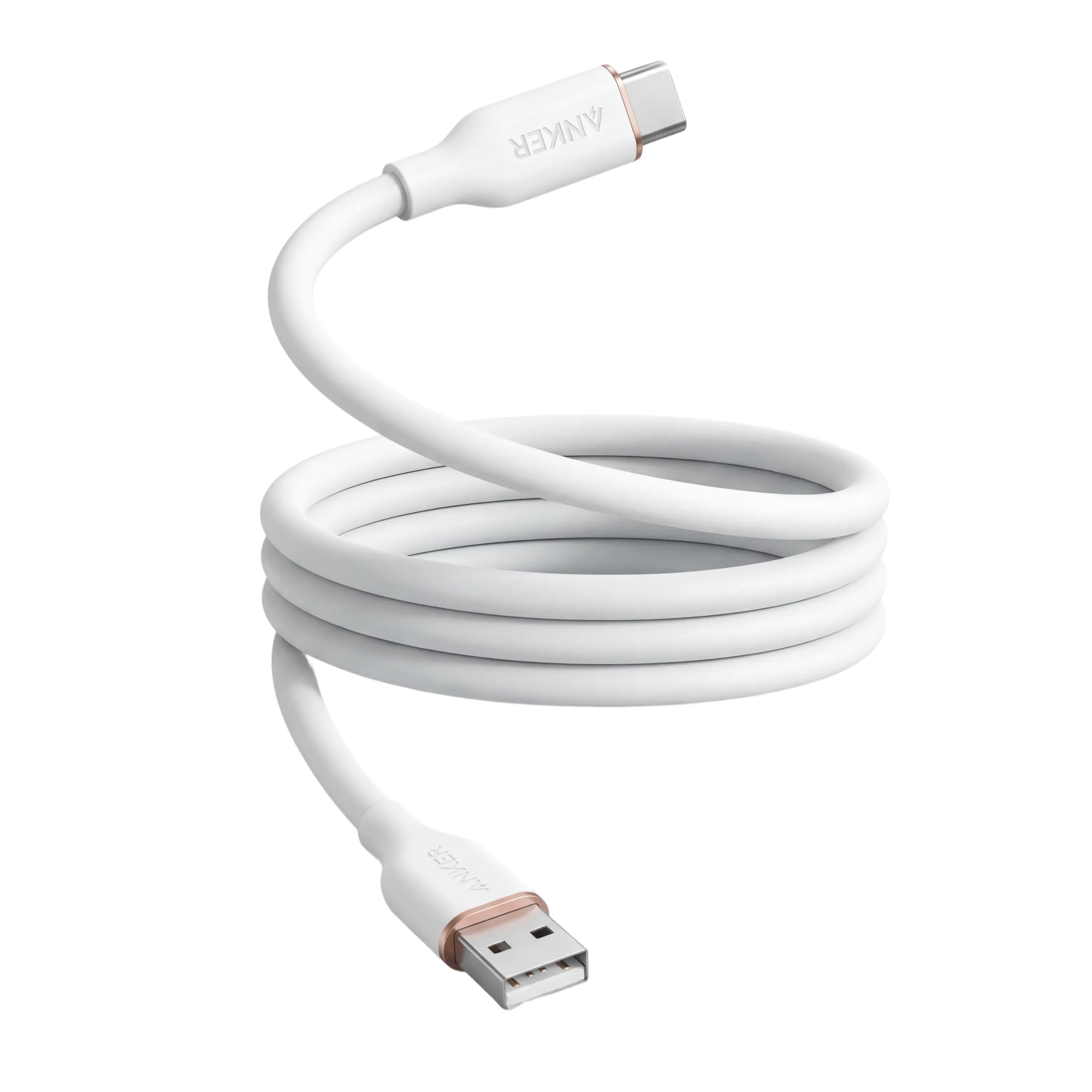 Anker usb c charger cable,6ft/1.8m usb a to usb c soft silicone cable,type c fast charge for iPhone 15 16 17 pro max Samsung Galaxy and More
