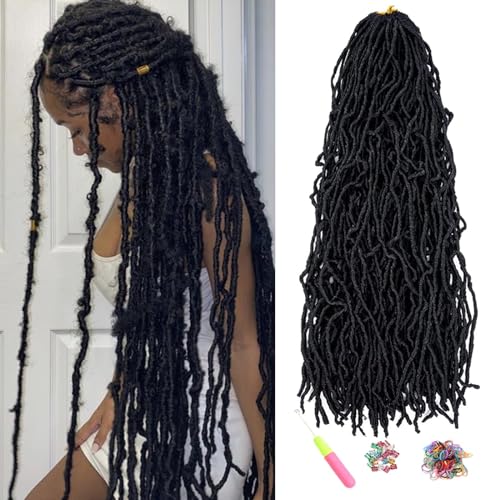 DanseeMeibr,24 Inch Faux Locs Crochet Hair Pre Looped 6 Packs Soft Locs Crochet Braids Goddess Natural Soft Nu Faux Locs Crochet Braids Hair