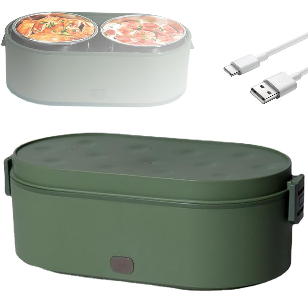 Elektryczny podgrzewany lunchbox, elektryczny podgrzewany lunchbox samochodowy, podgrzewane lunchboxy dla dorosłych, przenośny podgrzewacz do żywności z 2 pojemnikami podgrzewany l