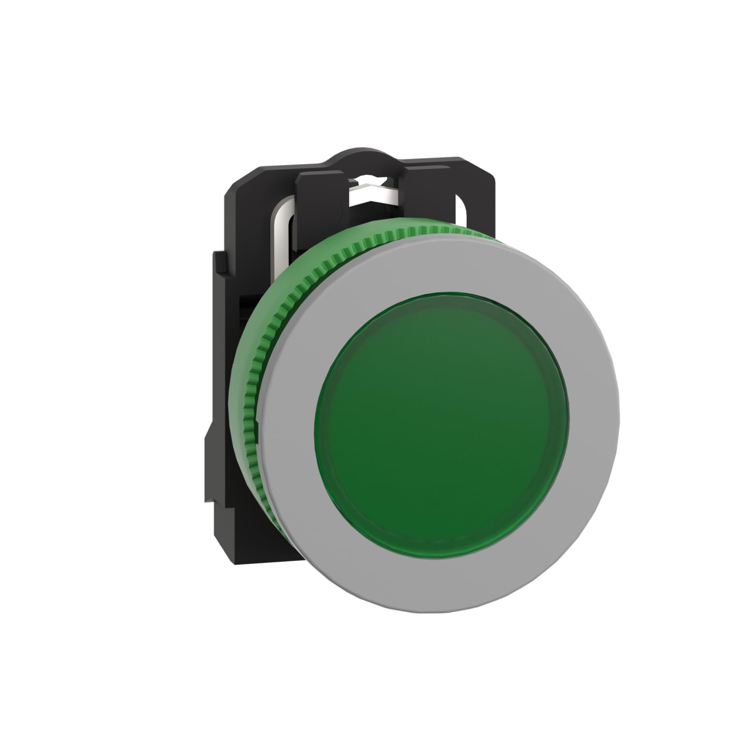 Voyant vert 230V AC bouton pilote lumineux modulaire collerette grise