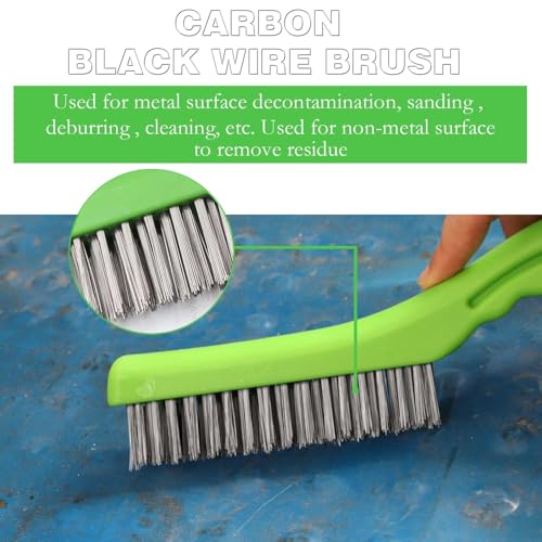 Image of Wire Brush, Wire Brush Set, Stainless Steel Wire Brush,10 Inch with Plastic Handle Wire Brush, Heavy Duty Wire Brush for Metal, Cleaning Welding Slag Rust Scrubber Brushes