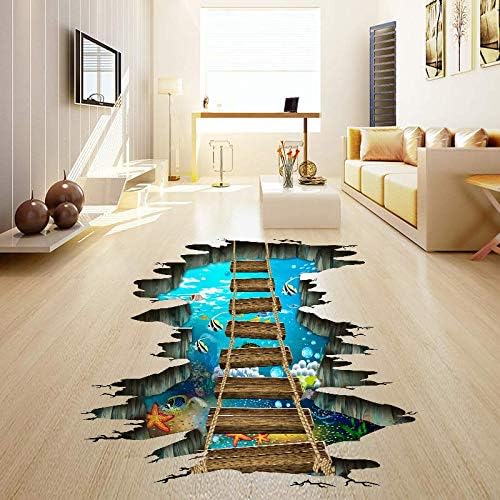 Adhesivos para piso 3D Puente Oceánico de madera PVC miniatura 6