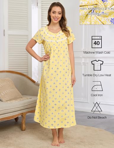 IZZY + TOBY Nightgowns for Women Knit Cotton Night Dress Soft Short Sleeve Ladies Gowns3