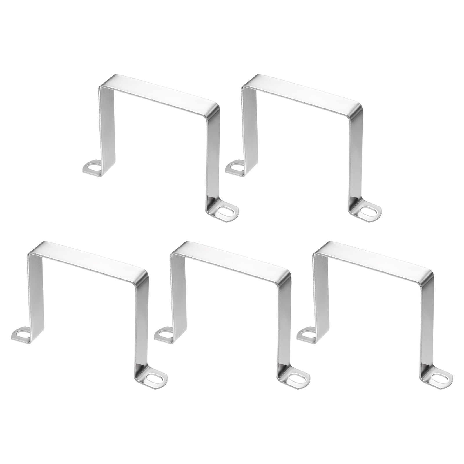 sourcing map 5pcs Square Pipe Clamp 80x80mm 304 Stainless Steel Square Tube Buckle U Shaped Tube Clamp Strut Connector for Pipe Hose Cable, Silver