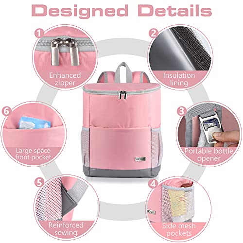 Insulated Cooler Backpack Outdoor - Leak Proof Backpack Cooler 30 Cans, Waterproof Lightweight Cooler Bag For 12H Hot/Cold Retention - Portable Soft Cooler For Travel, Camping, Beach, Lunch-Pink #TOP1