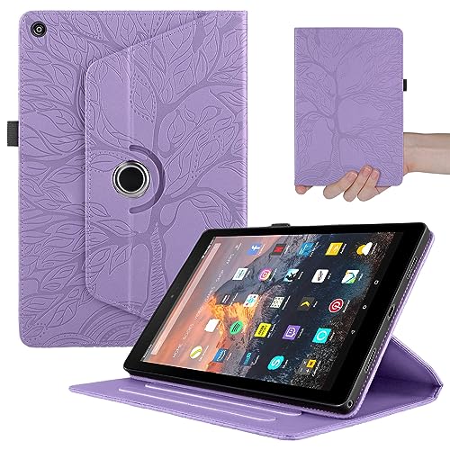 「Doo」Fire HD8 ケース 手帳型 8インチ 2020モデル Fire HD8 Plus用 回転ケース 美しい枝の柄 合皮PUレザー 縦置き/横置き 2段階スタンド機能 弾性バンドにより付き 耐衝撃 に優しい柔軟性 軽量 全面保護カバー Fire