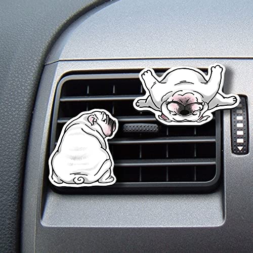 Image of WIRESTER Set of 2 Fresh Scented Car Air Freshener Vent Clip, Decorative Accessories, Interior Decoration for Cars, Dog, Cat, Fox, Frog, Raccoon, Pig Funny Playful Postures