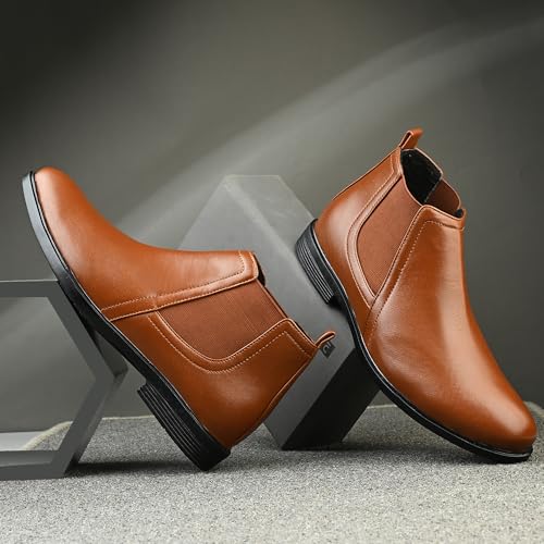 Image of Amico Men's Slip On Fashion Chelsea Boots | High Tops, Soft Cushioned Insole, Comfortable Fit, Trendy, Stylish Boots