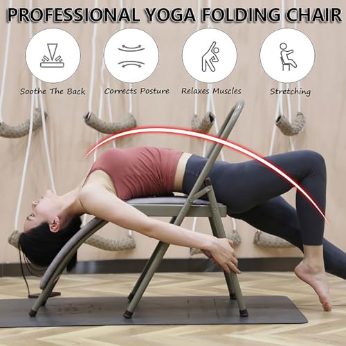 Sedia da yoga pieghevole senza schienale per allenamento con la testa e la verticale, sgabello a inversione per flusso rigenerante e sollievo dal dolore alla schiena