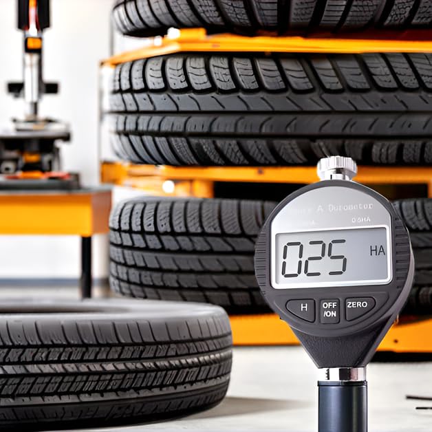 Image of Rubber Hardness Tester, Digital Shore A Hardness Tester Precision 0-100HA Measurement for Rubber Tires and Elastic Materials 0.5HA Resolution with Large LCD Display for Tire, Plastic, Leather, Wax