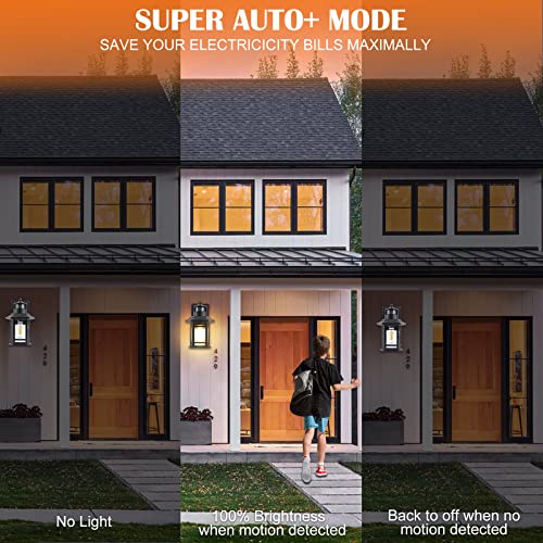 Wihtu 4 Pack Motion Sensor Outdoor Wall Lights, Dusk To Dawn Exterior Light Fixtures Wall Mount, Matte Black Front Porch Light, Anti Rust Wall Lantern With Seed Glass E26 Base, For Entryway, Hallway #TOP1