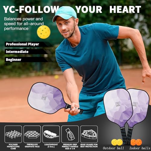 Image of YC DGYCASI Pickleball Paddles Set of 2 USAPA Approved Pickleball Set 2026