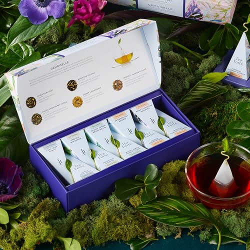 Tea Forte Demoiselle Premium Tea Petite Präsentationsbox, Tee-Proben-Geschenkset, 10 Stück, 1 von jeder Sorte, einzeln verpackt, handgefertigt, Pyramiden-Ei