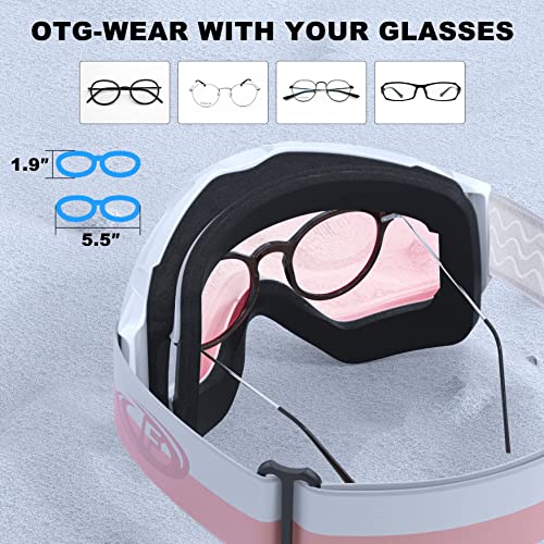 Findway Ski Goggles Otg - Over Glasses Snow/Snowboard Goggles For Men, Women & Youth - 100% Uv Protection #TOP4