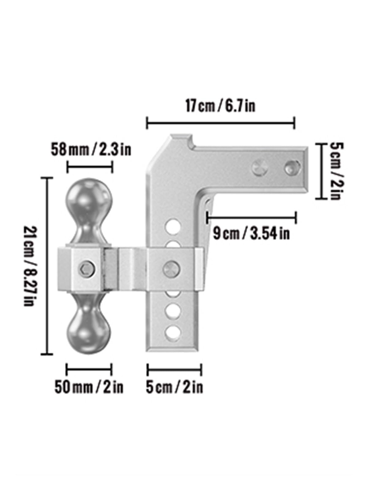 Enganche de remolque ajustable for receptor 2 pulgadas, enganche bola caída 4, capacidad 12500 libras for las necesidades más comunes Para uso de bricolaje(4inch)