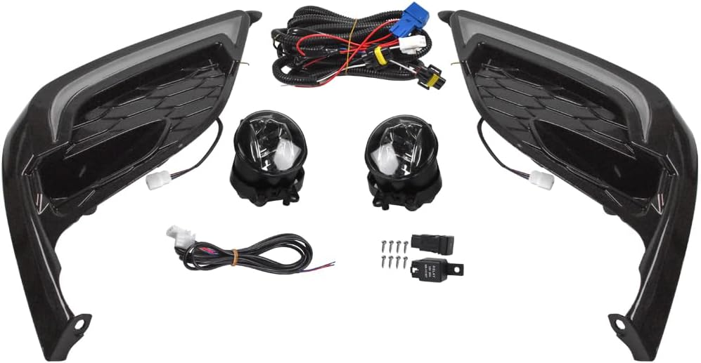 LED Front Bumper Fog Light Compatible with Toyota Camry 2021-2024 SE XSE, Switchback DRL White Daytime Running Light, Amber Sequential Turn Signal, Glossy Black, Plug and Play