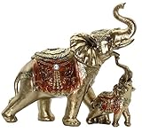 Feng Shui Mama and Baby Elephant Collectible Statue, Lucky Figurines Perfect for Home Decor Office Xmas Decorations- by Crystal Collection