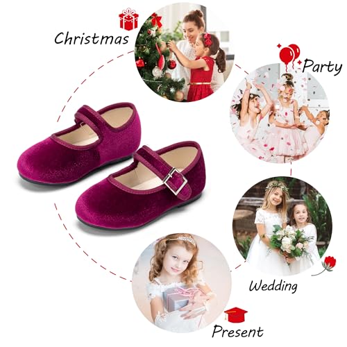 Image of PHIRAMIN Toddler Flower Girl Glitter Dress Shoes Little Girl Ballet Flats Bow Wedding Party