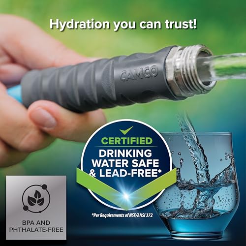 Image of Camco EVOFlex 35-Ft RV Drinking Water Hose - Features Extra Flexible Design w /Stainless Steel Strain Relief Ends - Lead-Free, BPA-Free and Phthalate-Free - 5 /8 inch Inside Diameter (22595)