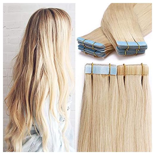 SEGO Tape in Hårförlängningar Människohår Hår Extensions 20 st./30 g Dubbelsidig tejp Löshår Tape i förlängningar 100% äkta hårtejp på Platinablond #60-1 20tum(50cm)-30g