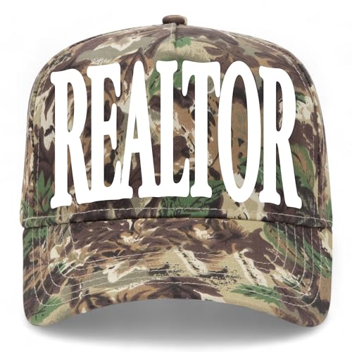 Realtor Serif Hat | Premium Adjustable Snapback Baseball Vintage Trucker Hat for Men & Women (US, Alpha, One Size, Camo)