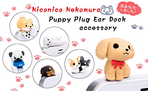 Niconico Nekomura Puppy Plug Earphone Jack Accessory (Miniature Dachshund) - Adorable Little Brown Dachshund Dog Puppy Dust Plug 3.5mm Smart Cell Mobile Phone Plug Headphone Jack Earphone Cap Dustproof Plug for iphones, ipods, ipads and others