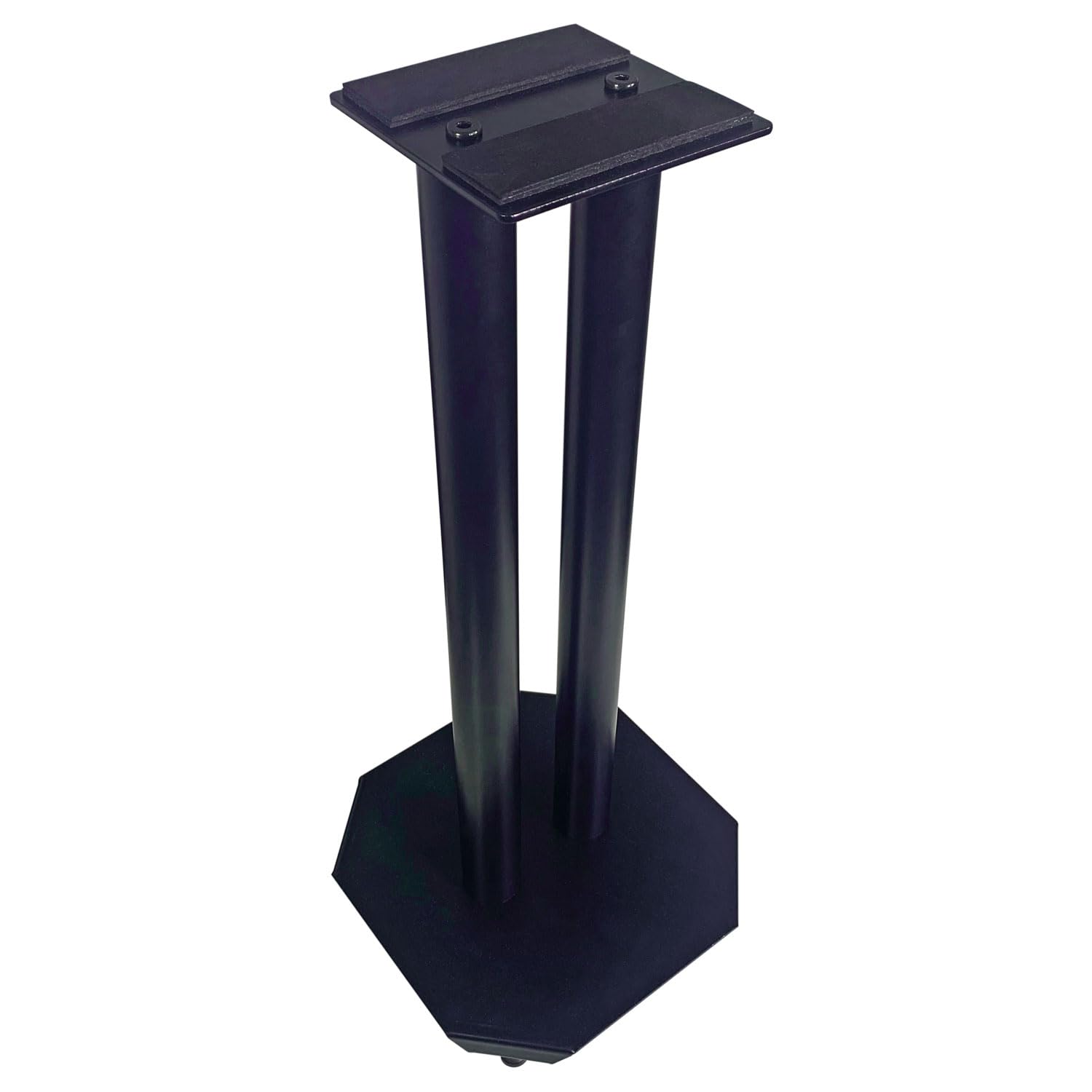 QTX Supporti per monitor da studio, altezza 50 cm, forniti in coppia, supporti per altoparlanti in acciaio nero con picchetti, ideali per home studio, suono surround, home cinema, DJ e apparecchiature