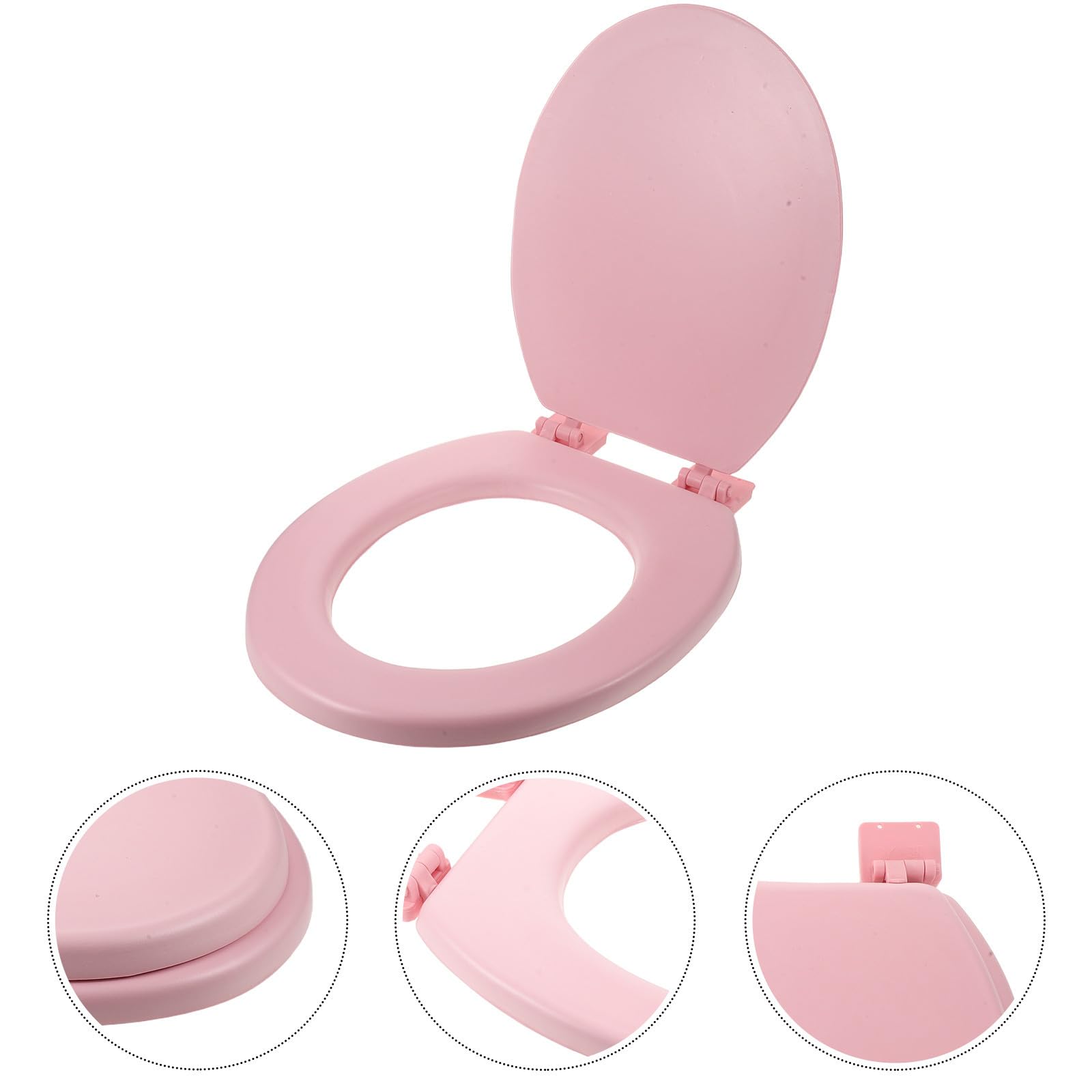 SEWACC Asiento de Inodoro en Forma Cojín Acolchado de Espuma Rosa y Cierre Lento, Adecuado para Reemplazo en Baños de Hogar y Hotel, Accesorios para Baño Silenciosos