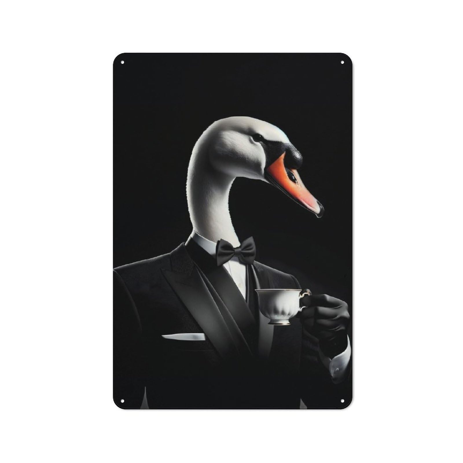 Junmoney Duck And Coffee Rustic Metal Plaque 30X20cm For Living Room Wall, Suited To Home Wall Decor Collectors