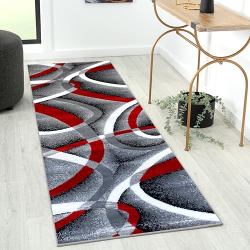 2305 Geometric Abstract Gray 2x7 Area Rugs for Entryway