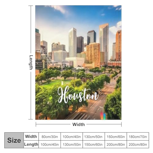 Couverture Houston paysage urbain 152x203 cm légère et chaude pour canapé