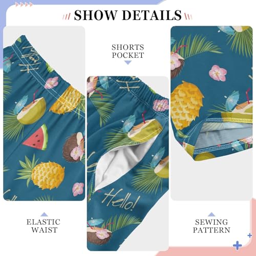 ZZXXB Hello Summer Fruits Boys Long Pants Soft Trousers Elastic Waist Kids Lounge Bottoms with Pockets S-XL4
