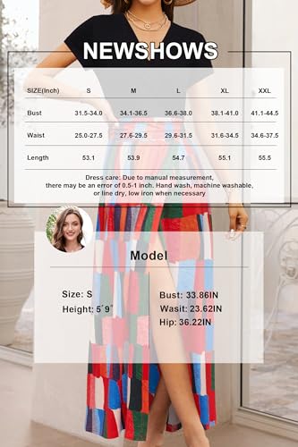 Image of Newshows Women's 2026 Lightweight Summer Wedding Guest Beach Vacation Casual V Neck Split Flowy Maxi Dress