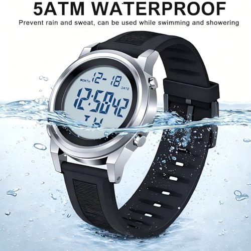 Image of Black Waterproof Digital Wrist Watches for Men Sports Mens Watch
