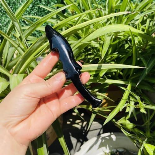 QINGQI beau Couteau à découper en cristal d'obsidienne naturelle, couteau à découper fait à la main, cadeau artisanal for hommes, épée fournitures de sorcière en cristal (Color : Obsidian Dagger-02)