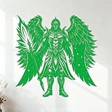 Pegatinas artísticas de vinilo Idea de tatuaje del arcángel San Miguel 54.6x54.7cm Embellecimiento de paredes Verde