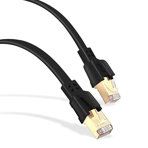 Miniatura 9 de Cable Ethernet Cat8 de 15 pies a 40 Gbps 2000 MHz, cable LAN de alta velocidad con conectores chapados en oro blindados para uso en interiores y