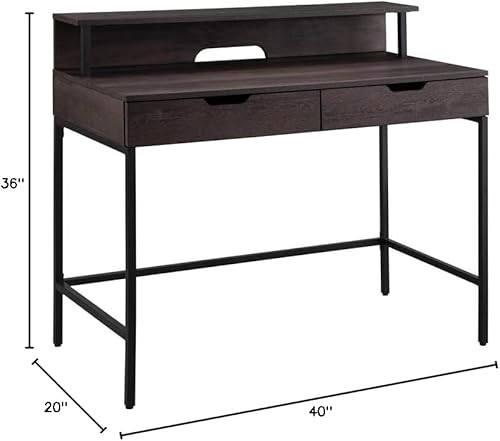 Miniatura 10 de OSP Home Furnishings Contempo - Accesorio de oficina en casa de 40 pulgadas, escritorio con 2 cajones y estante de estante, ceniza Ozark