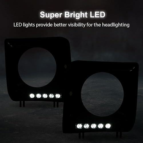 Miniatura 8 de CROSSDESIG - Par de bisel de faros delanteros negros con tira de luz LED DRL y arnés de cables compatible con Mercedes Benz Clase G W463 G63 G65