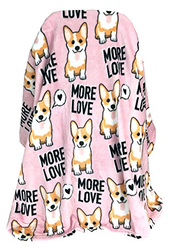 Five Below Super Soft Corgi Dog More Love Blanket Pink 50x60 inch