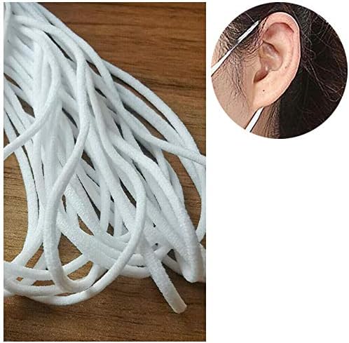 120 Yards Elastic String Braided Band Elastic Rope/Elastic Cord Heavy Stretch High Elasticity Knit Elastic Band for Sewing Crafts DIY, Bedspread, Cuff Round White Braided(White Round)