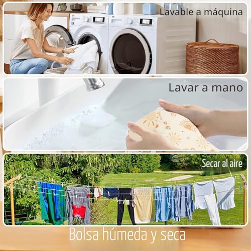 Miniatura 3 de Gieeu 3 Bolsas Húmedas Impermeables, Reutilizables, Para Viajes, Playa, Camping, Gimnasio, Natación, Etc, Beige, Talla Única, Práctico: