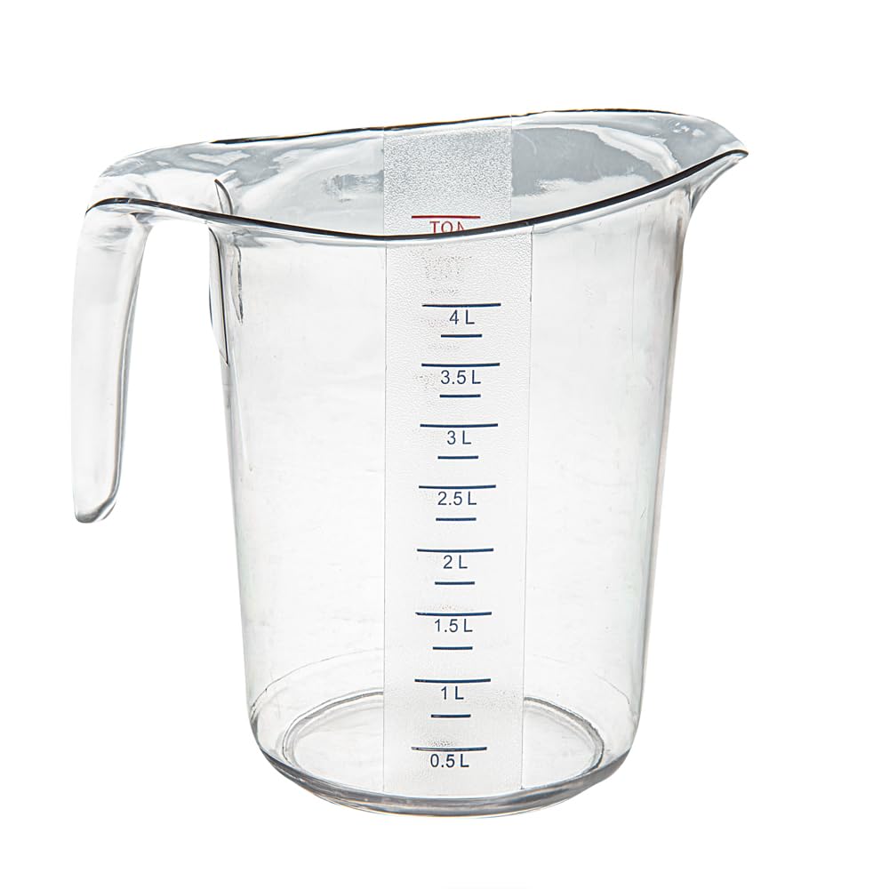 RW Base - Tarros medidores de 4 cuartos de galón, 10 vasos de medición duraderos, unidades métricas e imperiales, boquilla en forma de V, tazas medidoras de plástico transparente, mango con agarre